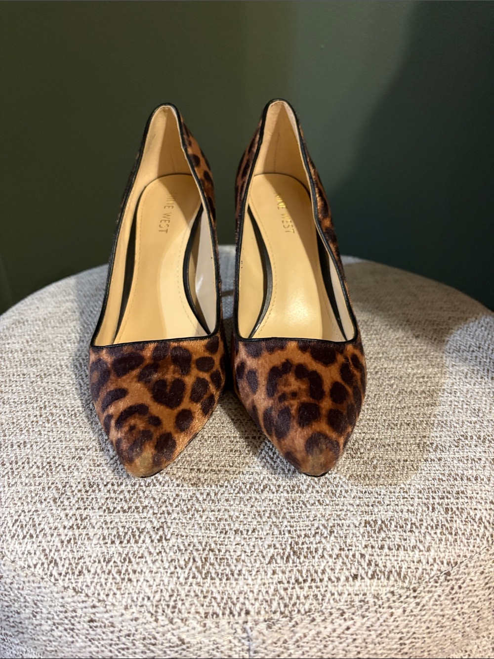 Nine West Leopard Print Pointed Toe Pumps - Brown & Black